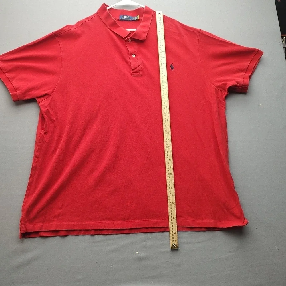 Polo Ralph Lauren 2 Button‎ Short Sleeve Cotton Polo Shirt Men's 4XB Light Red